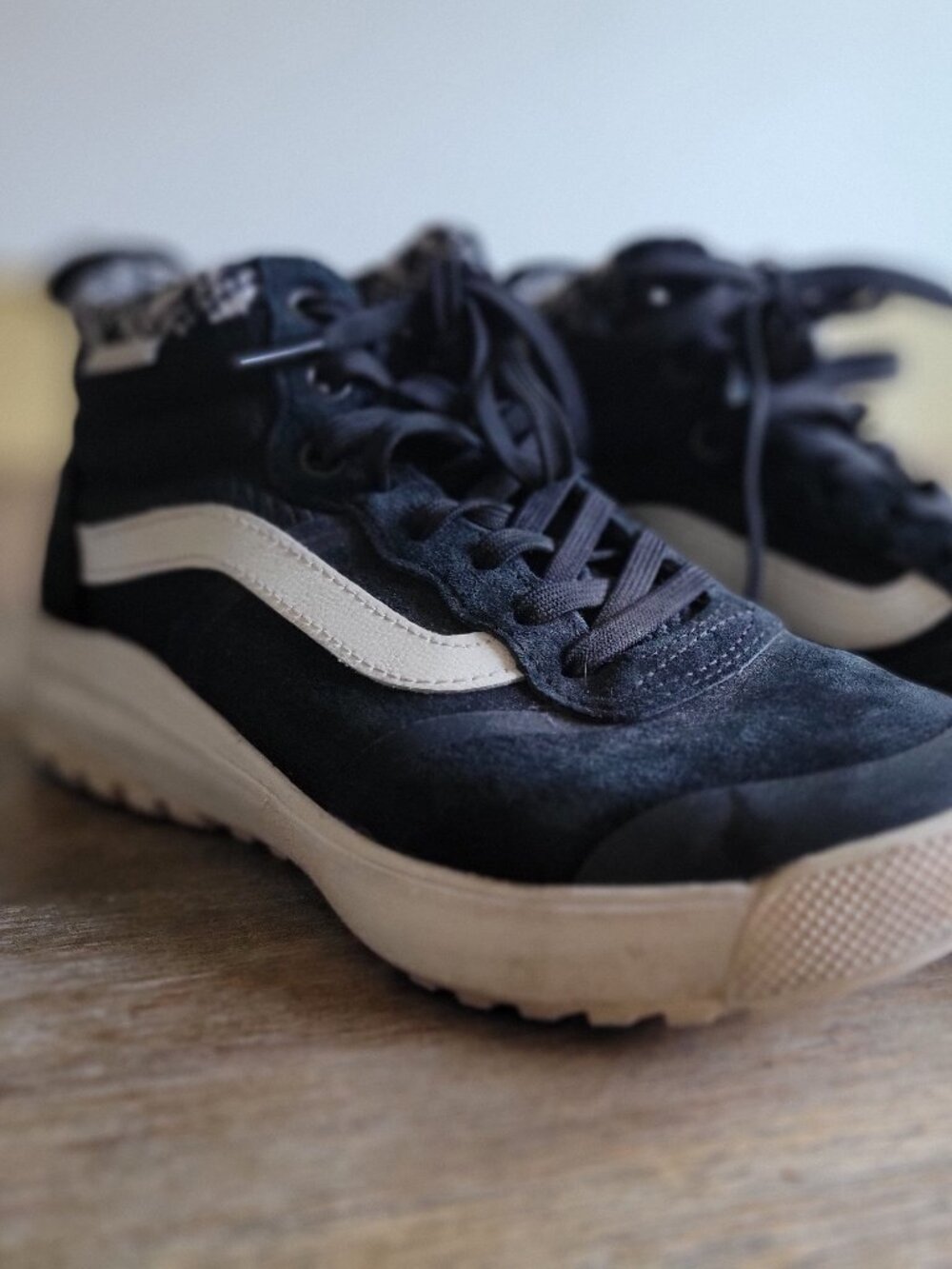 Vans UltraRange Hiking Black and White Suede High-Top Sneakers